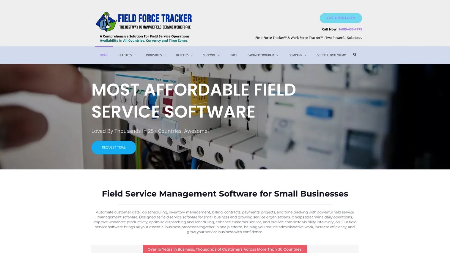 Field Force Tracker homepage screenshot