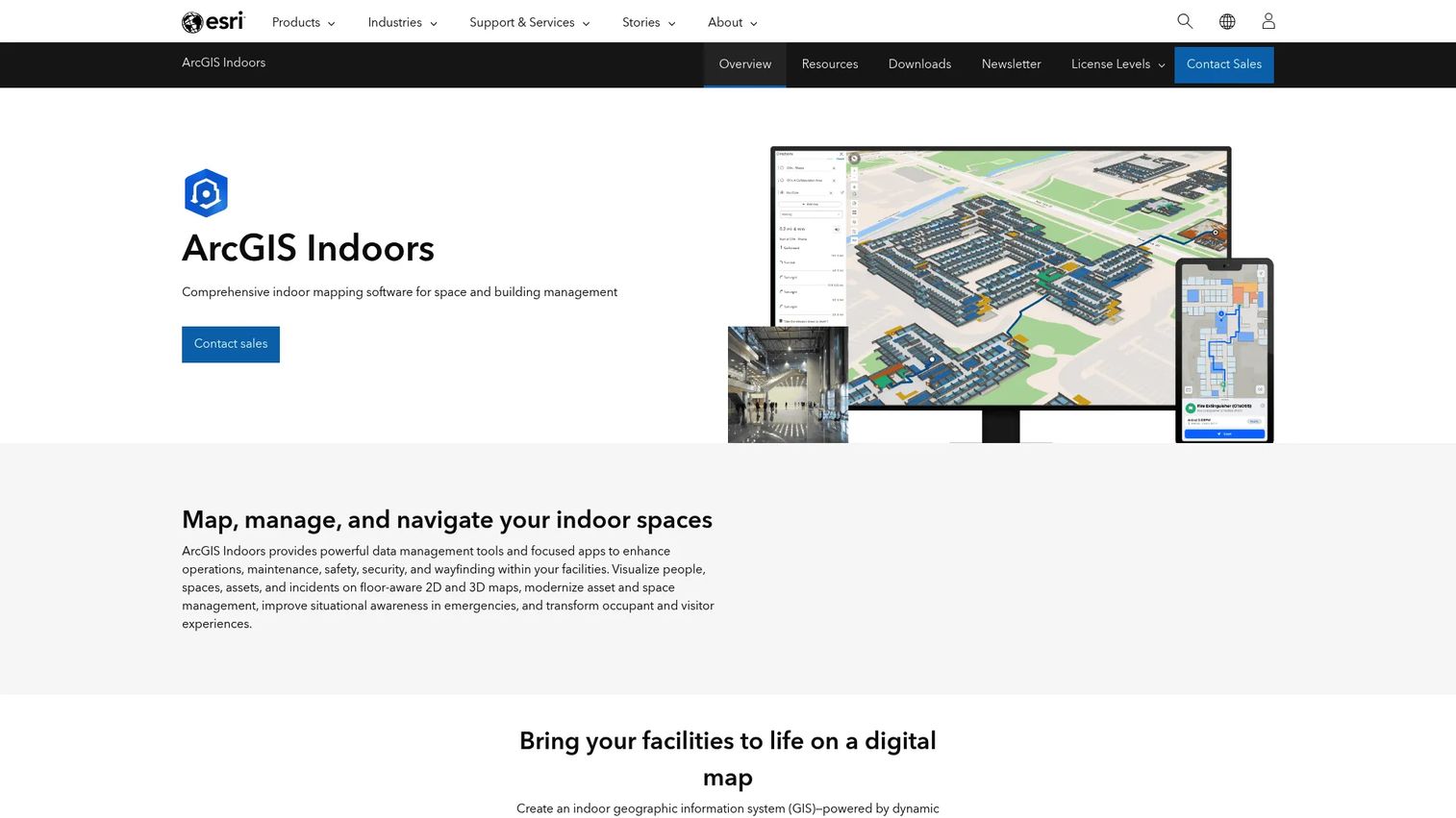 ArcGIS Indoors indoor GIS and space management product page