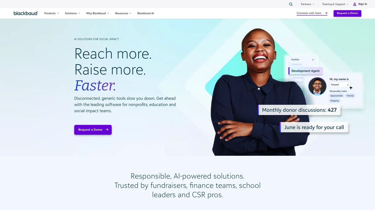 Blackbaud education and nonprofit software homepage