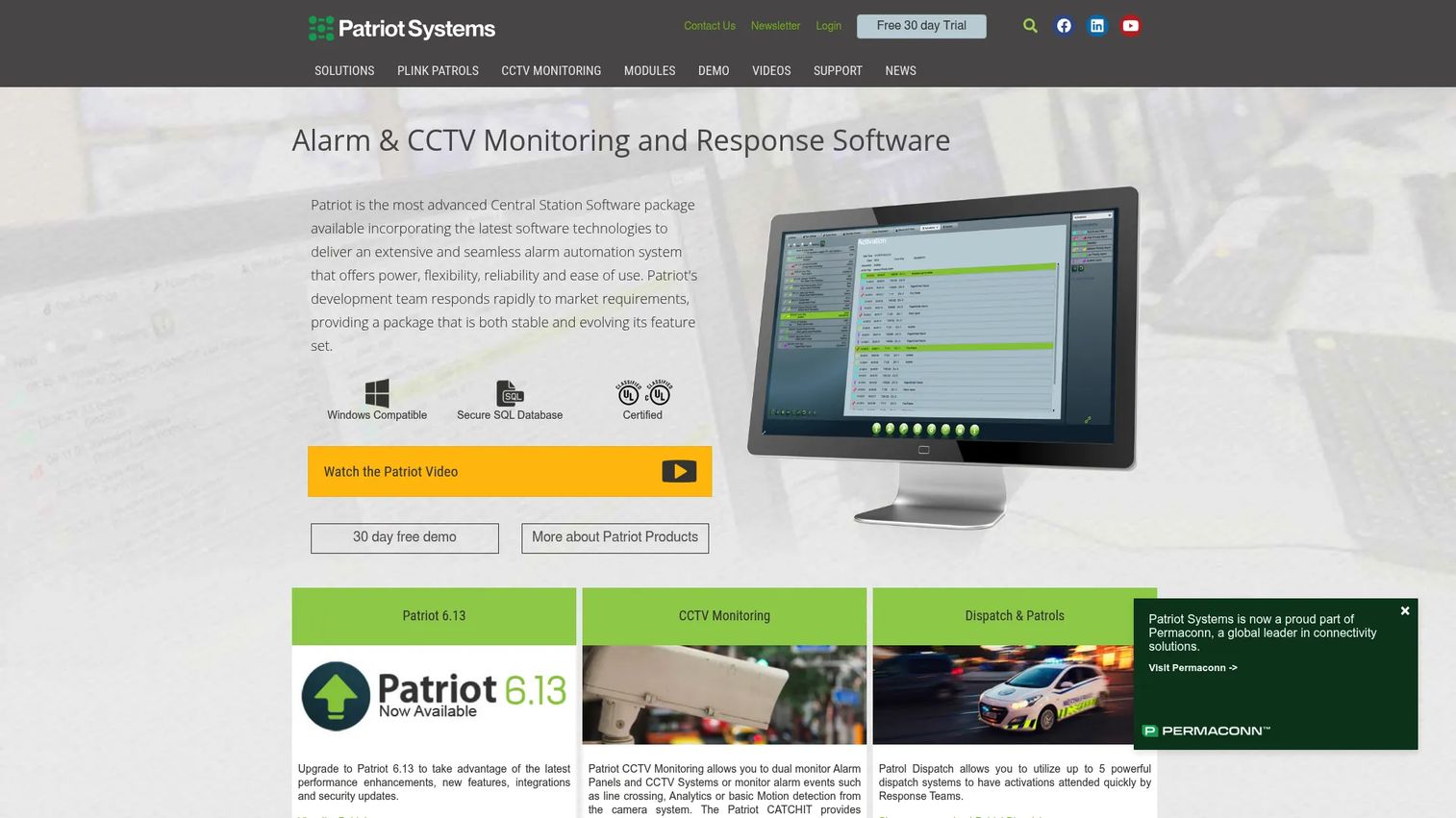 Patriot Systems alarm and CCTV monitoring automation software
