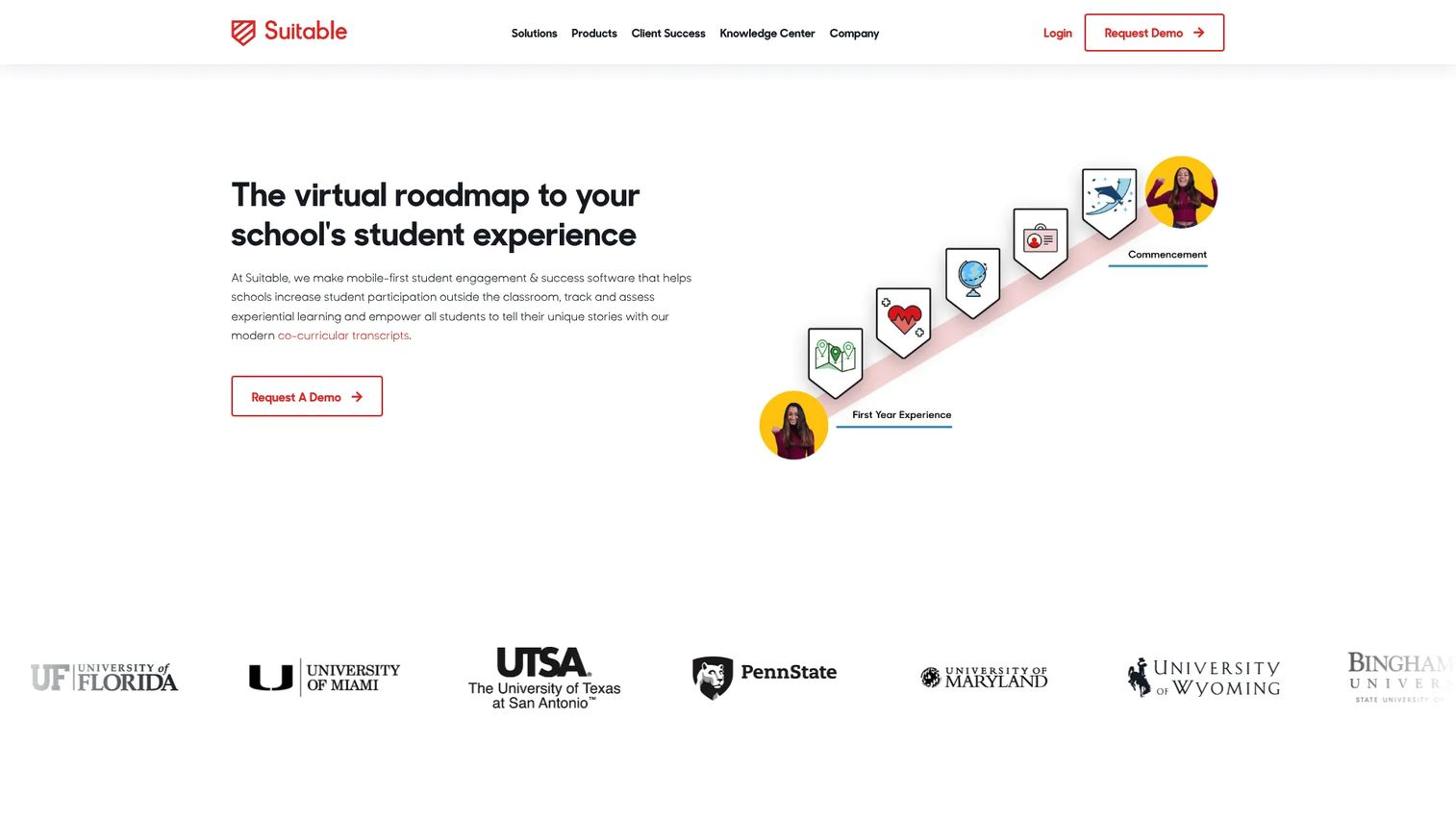 Suitable student engagement and success platform homepage