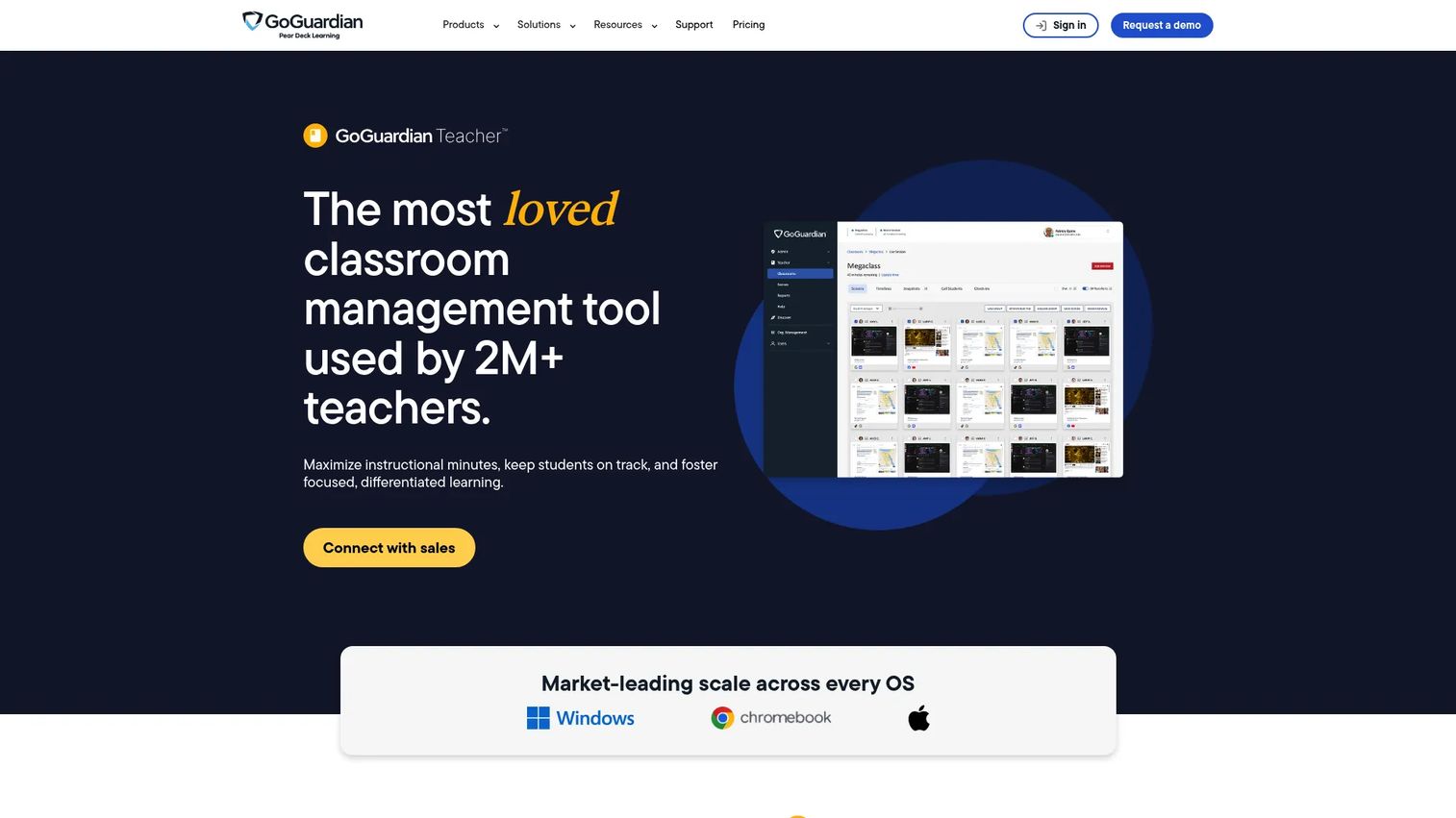 GoGuardian Teacher classroom control dashboard