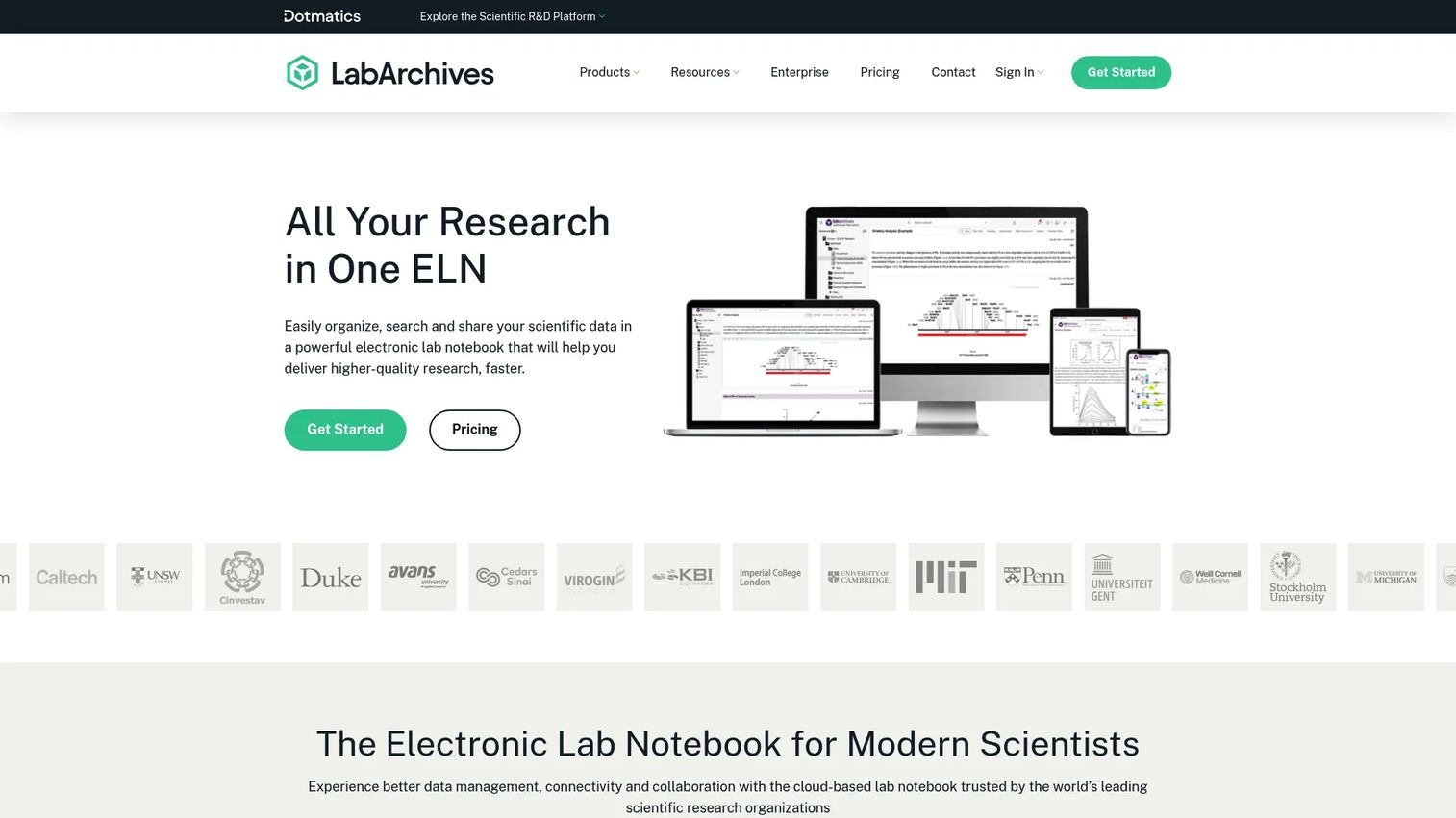 LabArchives cloud electronic lab notebook interface