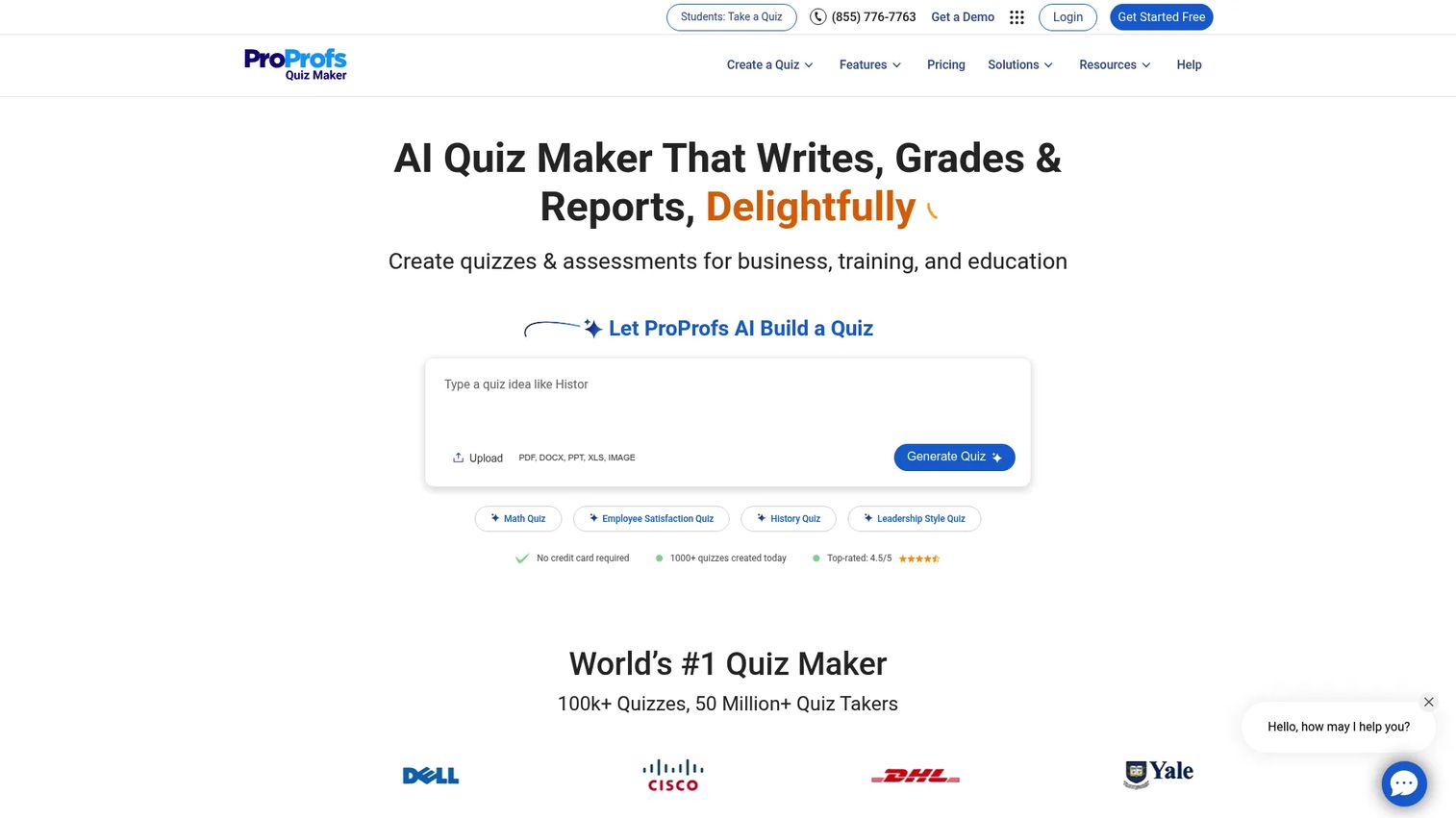 ProProfs Quiz Maker assessment and training tool