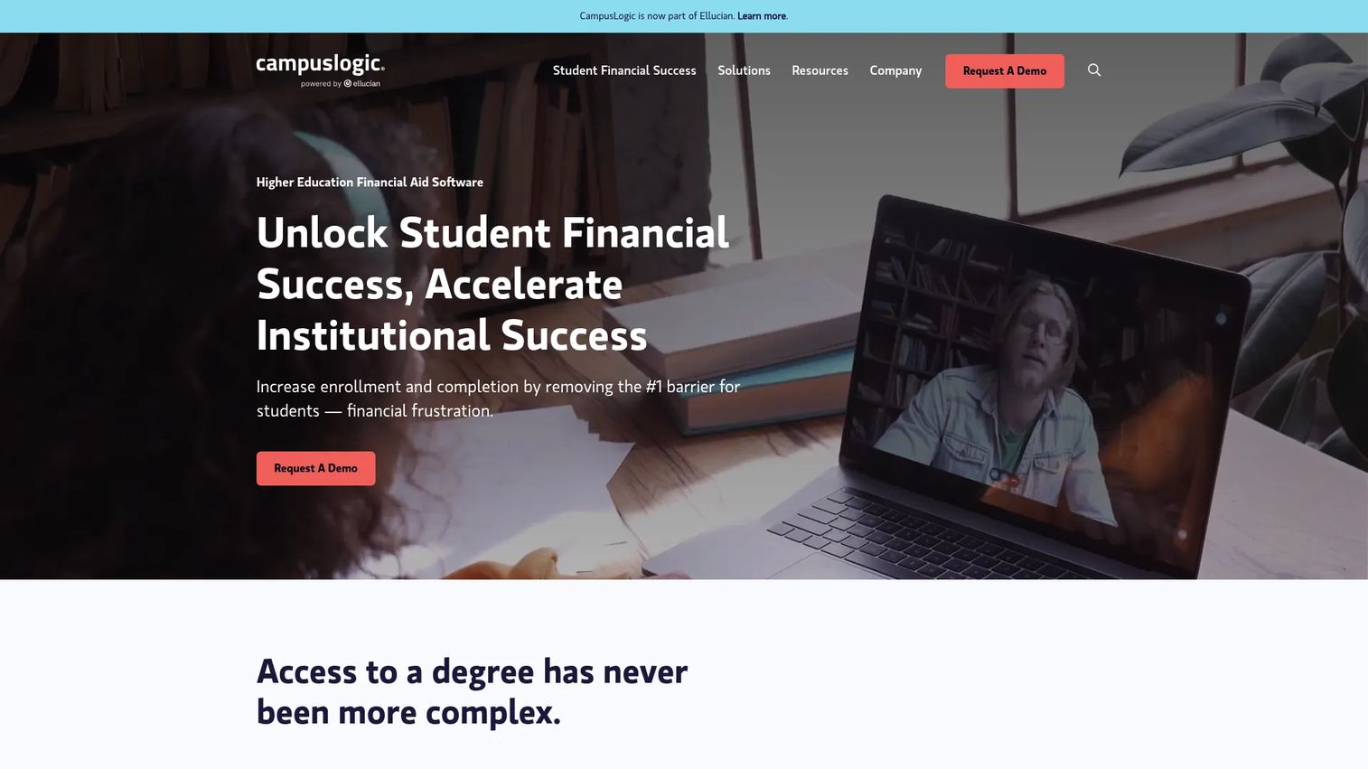 CampusLogic student financial success platform homepage
