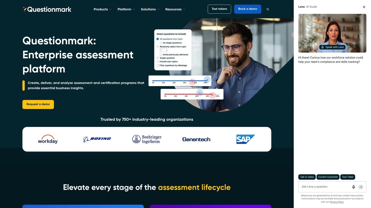 Questionmark Secure assessment security homepage