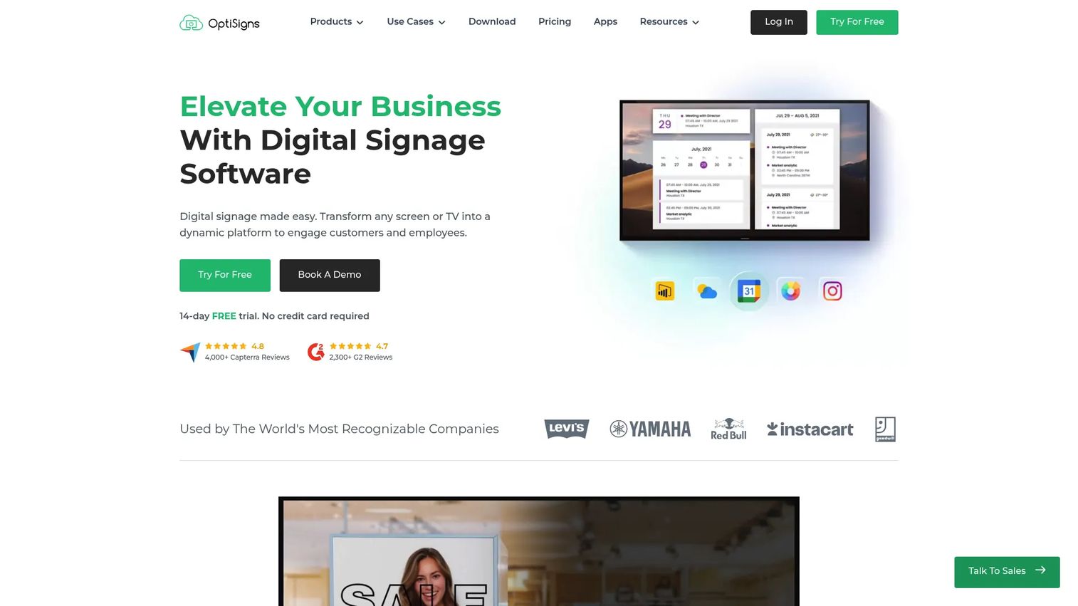 OptiSigns digital signage and kiosk designer interface