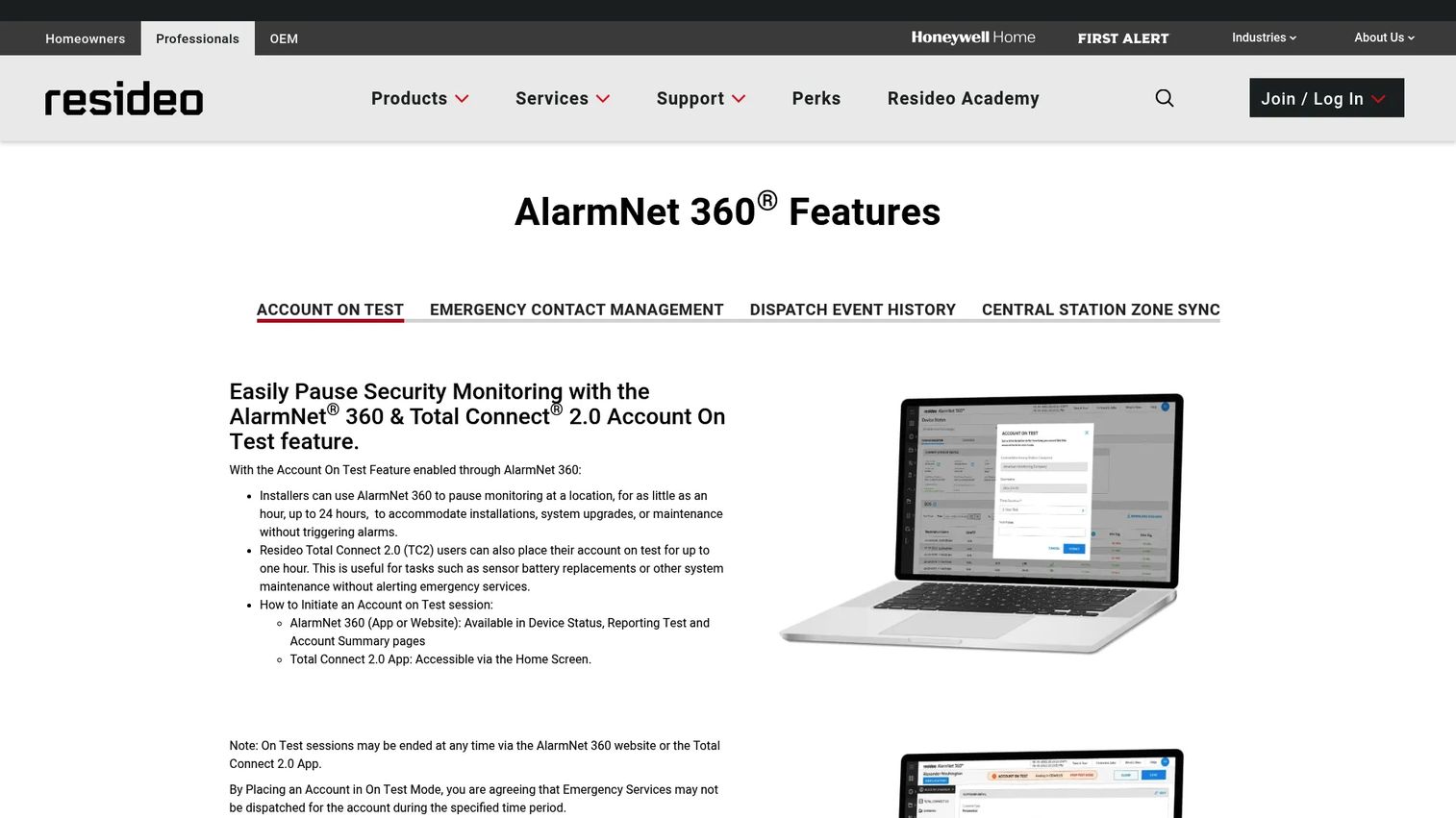Resideo AlarmNet 360 dealer security and remote services platform