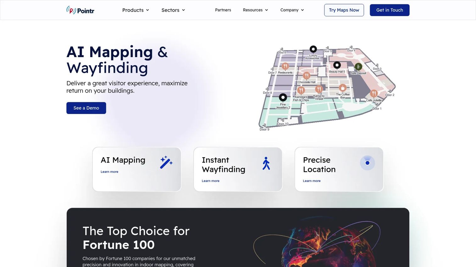 Pointr enterprise indoor mapping and positioning platform homepage