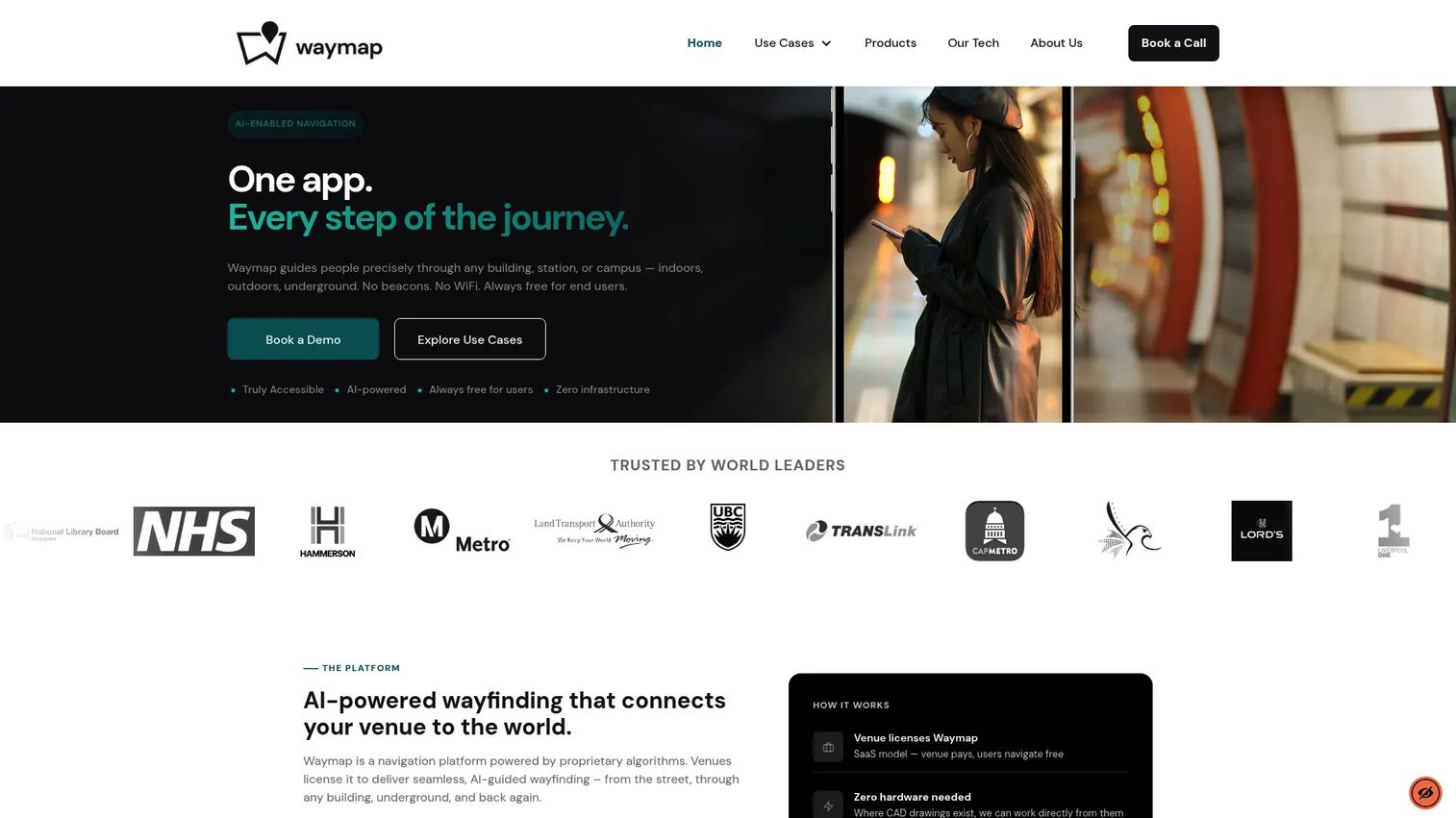 Waymap accessible indoor and outdoor navigation platform homepage