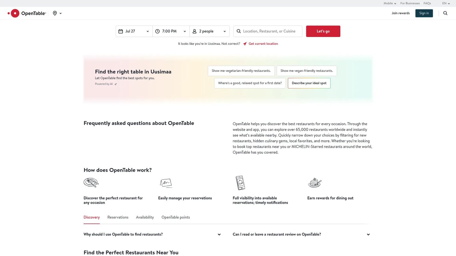 OpenTable restaurant management interface
