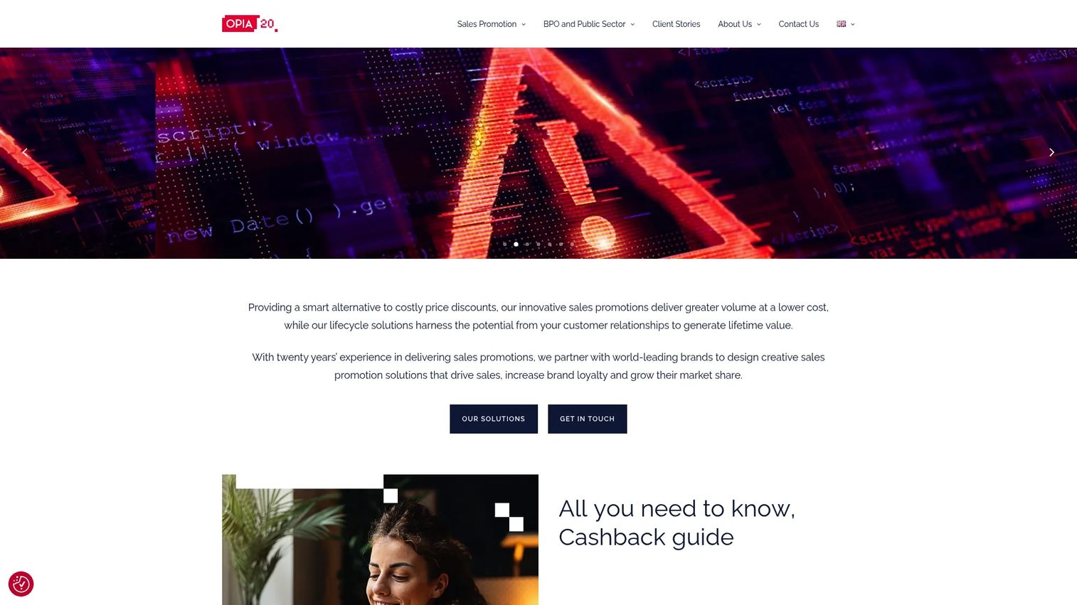 Opia sales promotion software and campaign platform homepage