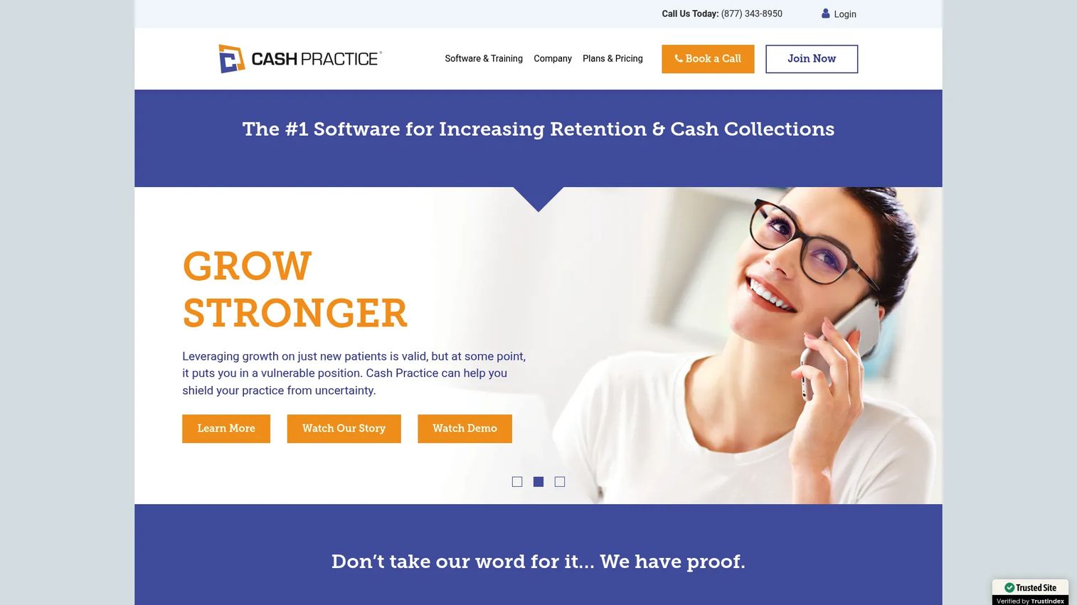 Cash Practice Systems software homepage for practice retention