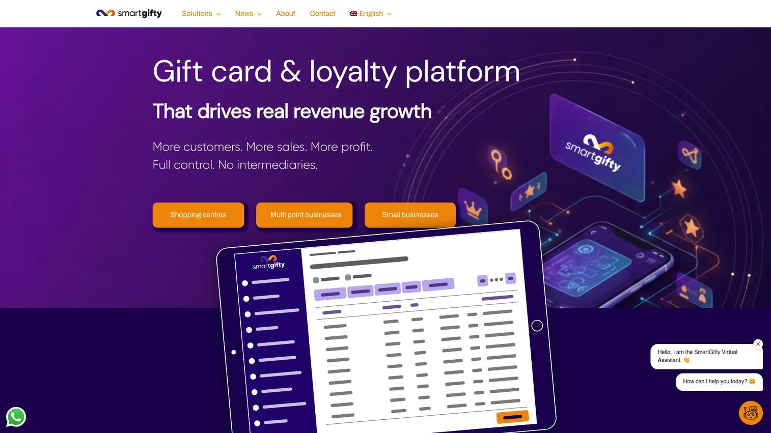 SmartGifty digital gift card and loyalty platform homepage