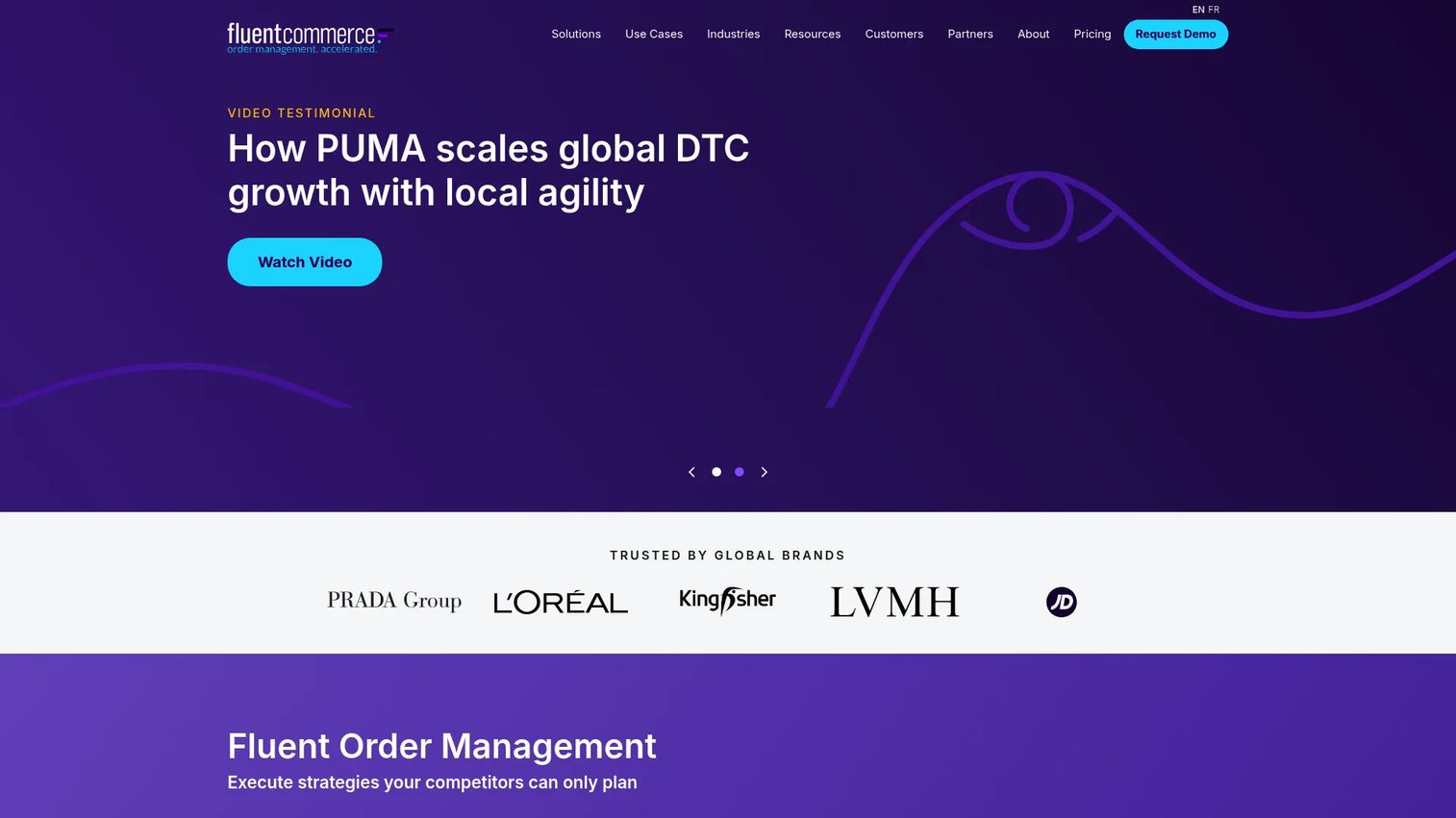 Fluent Commerce distributed order management and omnichannel fulfillment software homepage