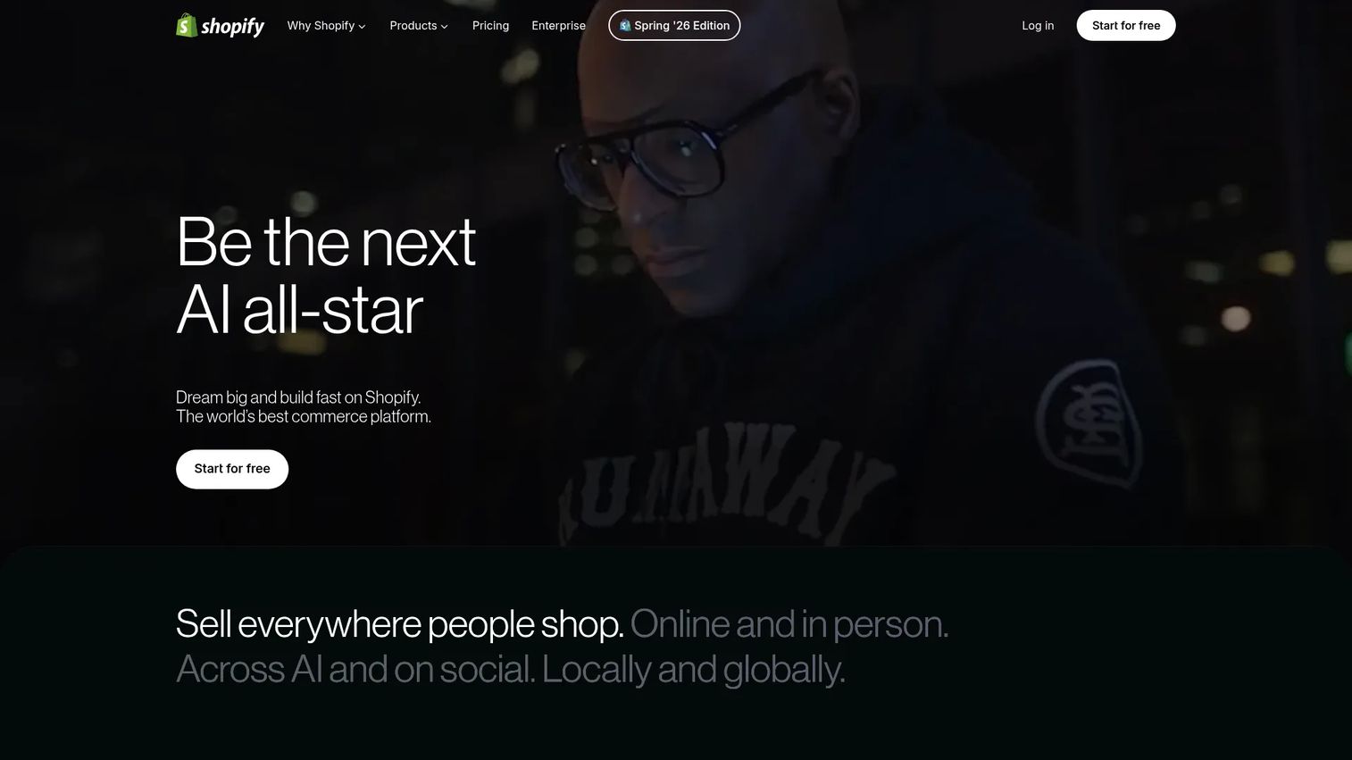 Shopify homepage screenshot