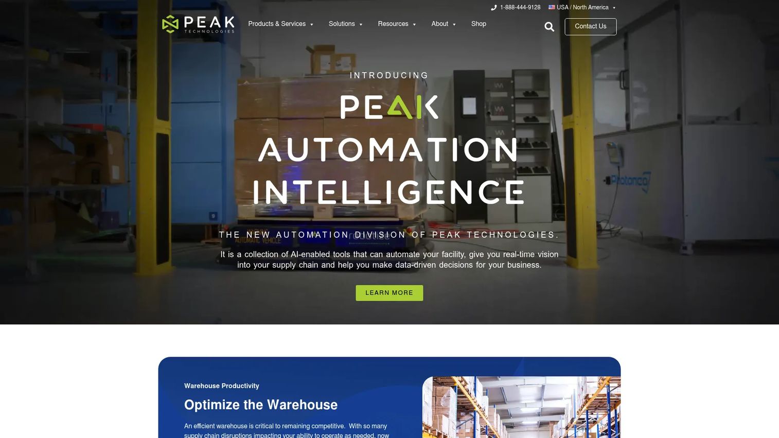 Peak Technologies supply chain and retail mobility solutions homepage