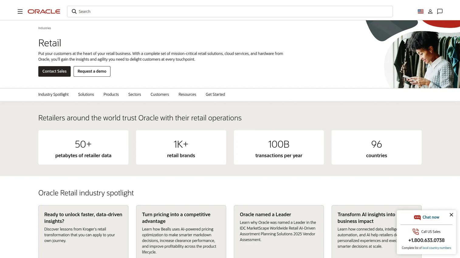 Oracle Retail enterprise merchandising and omnichannel operations homepage