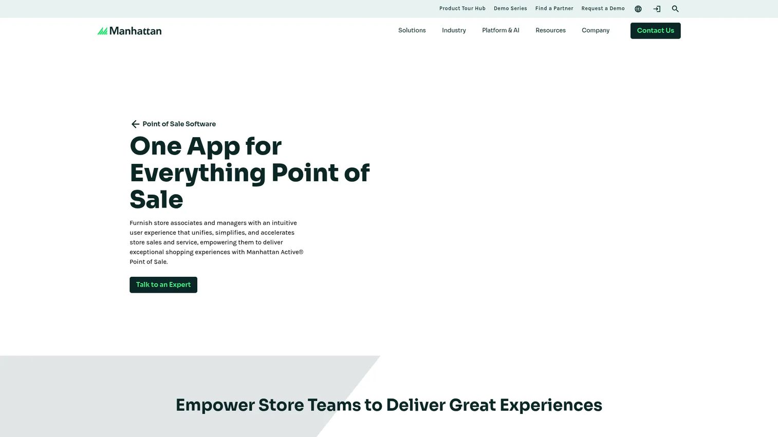 Manhattan Active Point of Sale unified POS app page