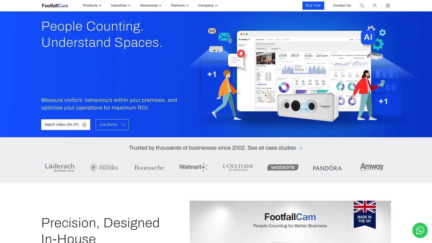 FootfallCam people counting and retail analytics homepage