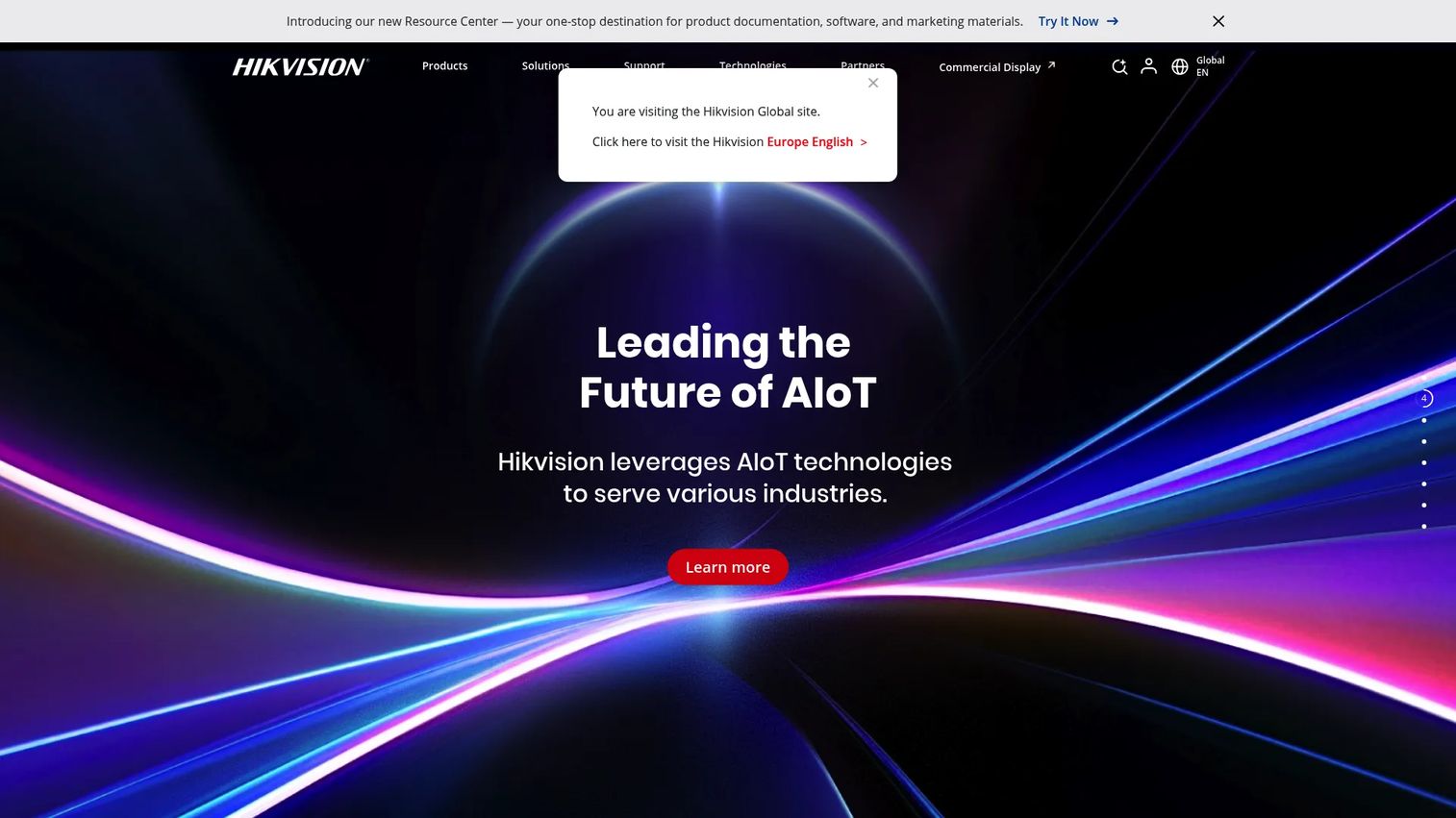 Hikvision security and video surveillance homepage