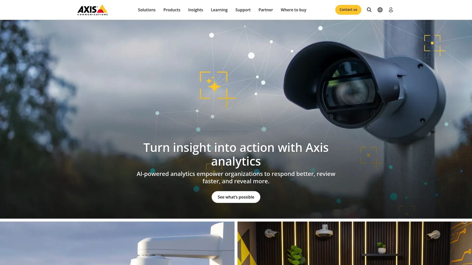 Axis Communications network video and analytics homepage