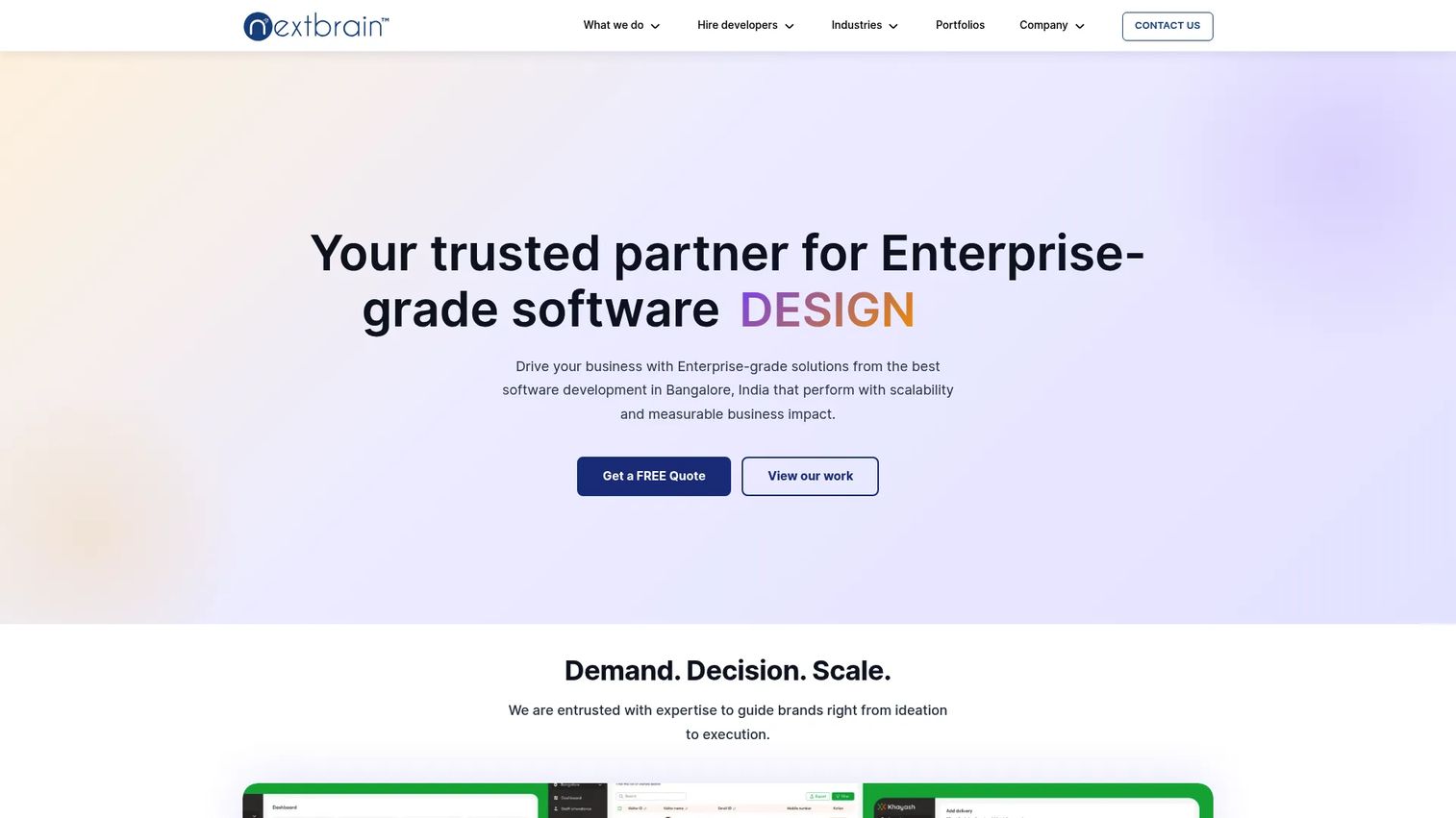 Nextbrain Technologies custom software and AI development homepage