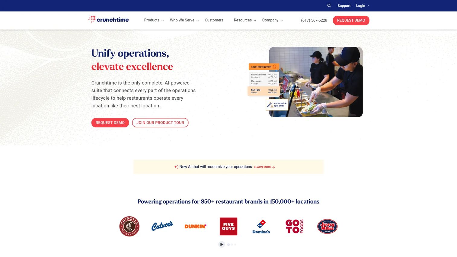 Crunchtime restaurant operations software homepage