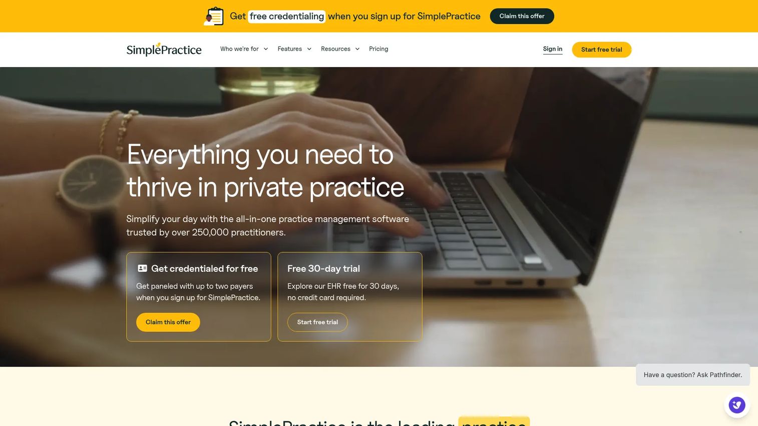 SimplePractice all-in-one practice management interface