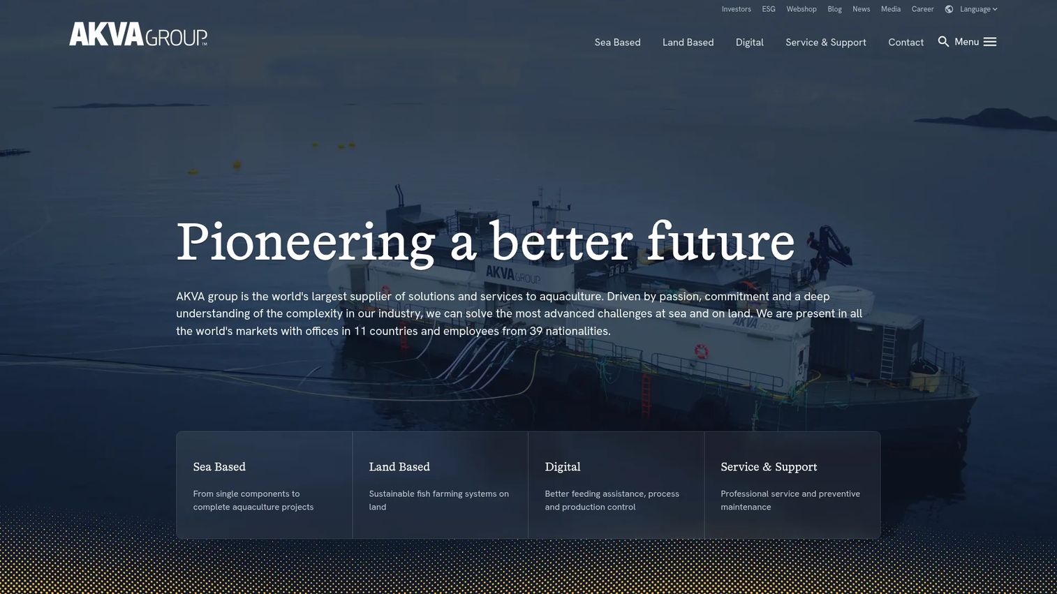 AKVA Group aquaculture solutions and services homepage