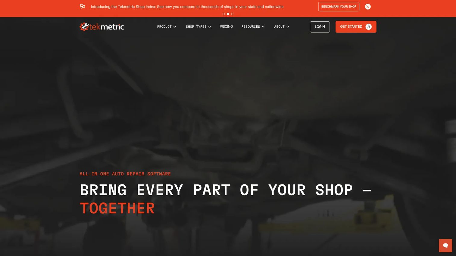 Tekmetric auto repair shop management software homepage
