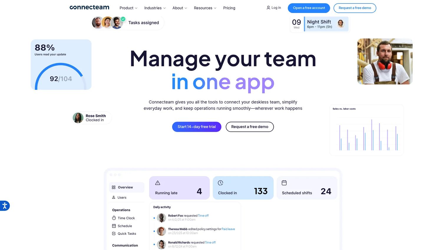 Connecteam workforce management app homepage