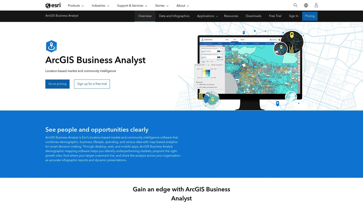 Esri ArcGIS Business Analyst location intelligence interface