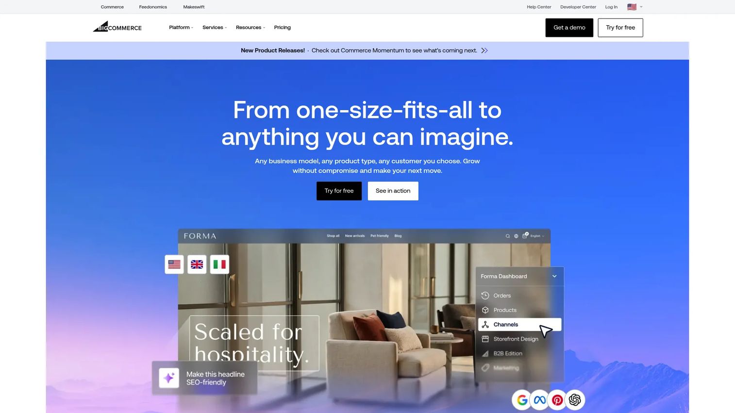 BigCommerce homepage screenshot