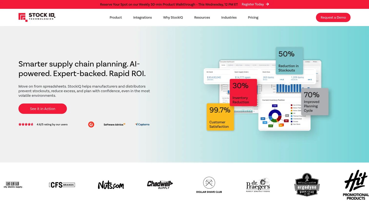 StockIQ supply chain planning software homepage