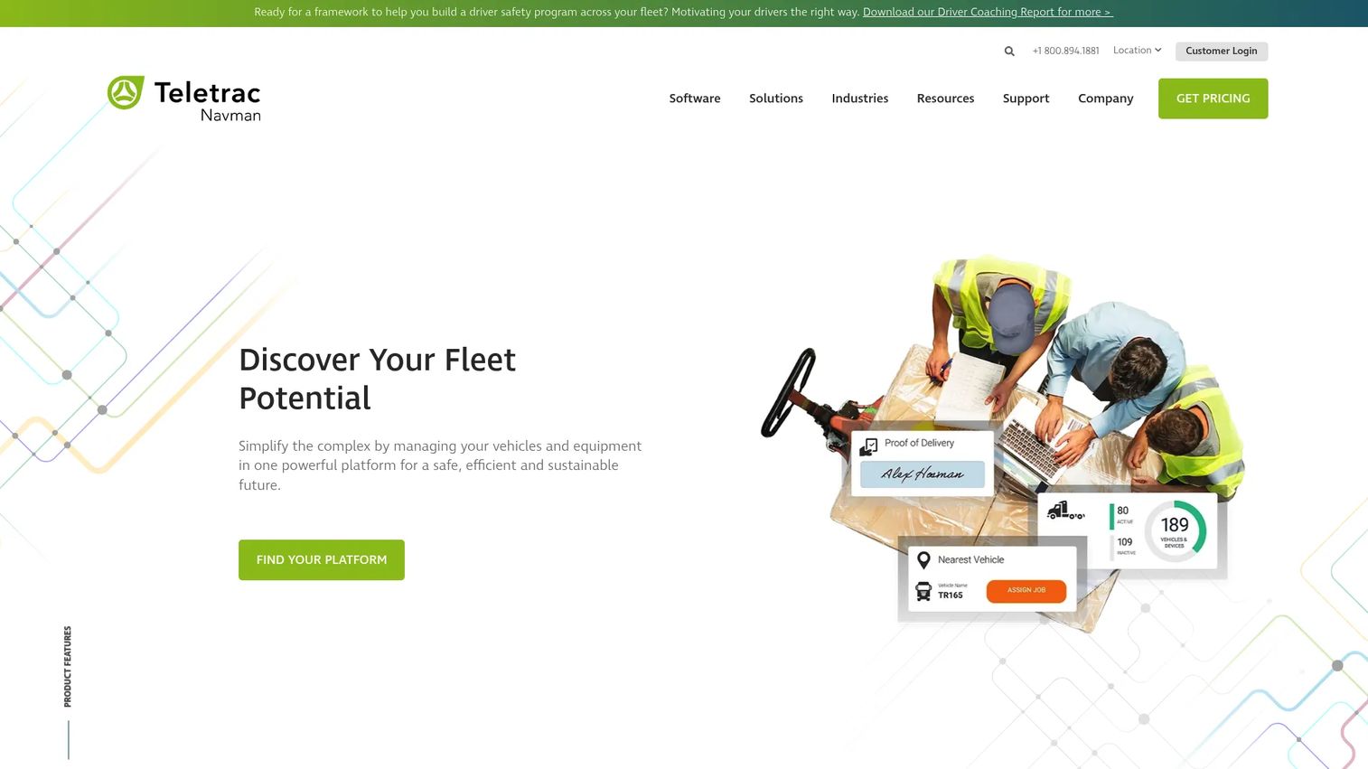 Teletrac Navman fleet telematics and tracking dashboard