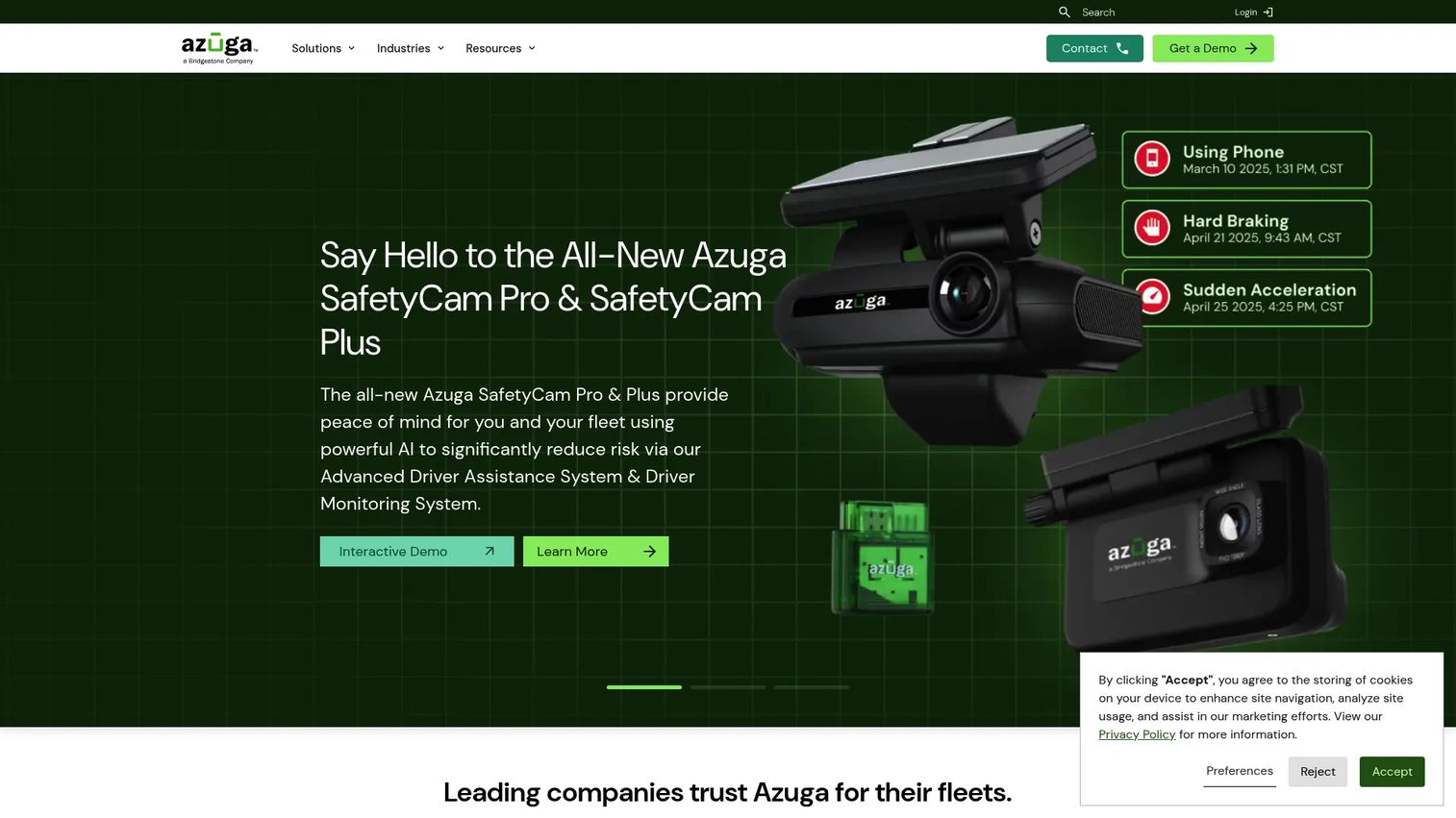 Azuga fleet GPS tracking and driver safety platform