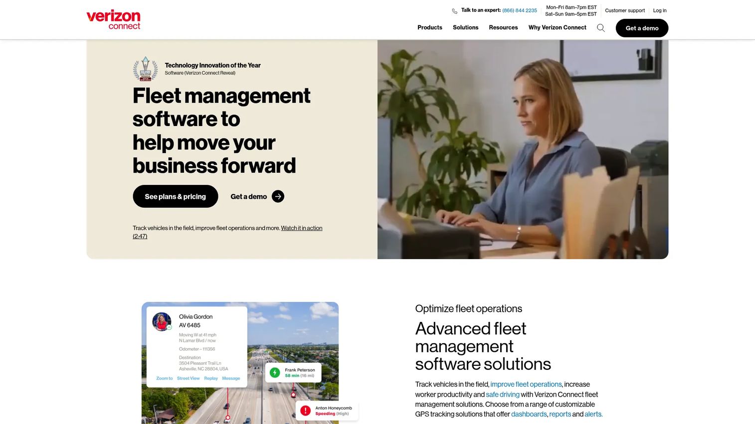 Verizon Connect fleet management and tracking interface