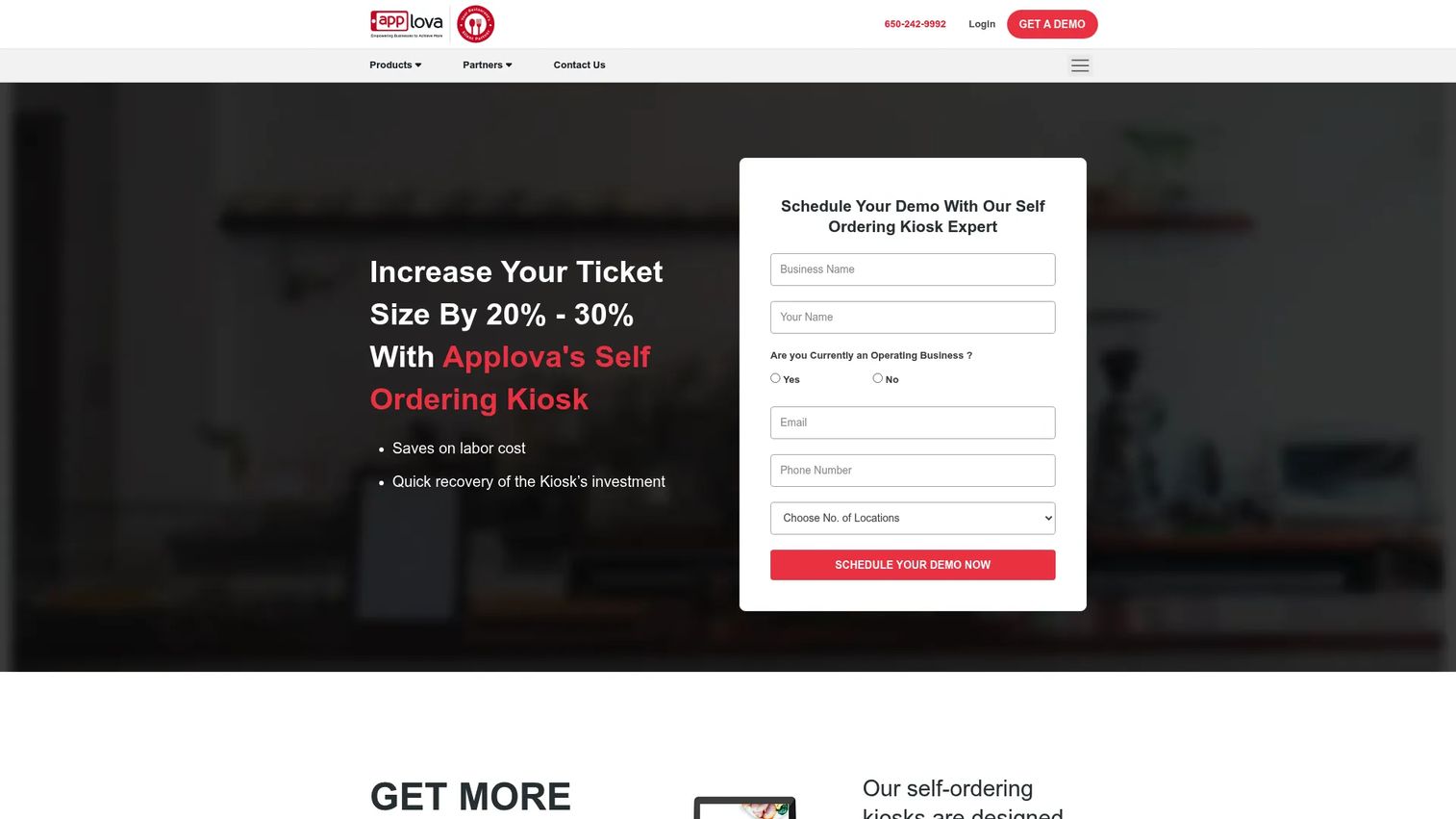 Applova self-serve kiosk software page