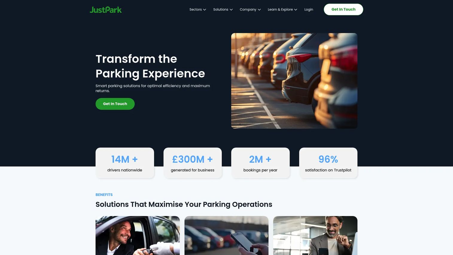 ParkHub event and venue parking management software homepage.
