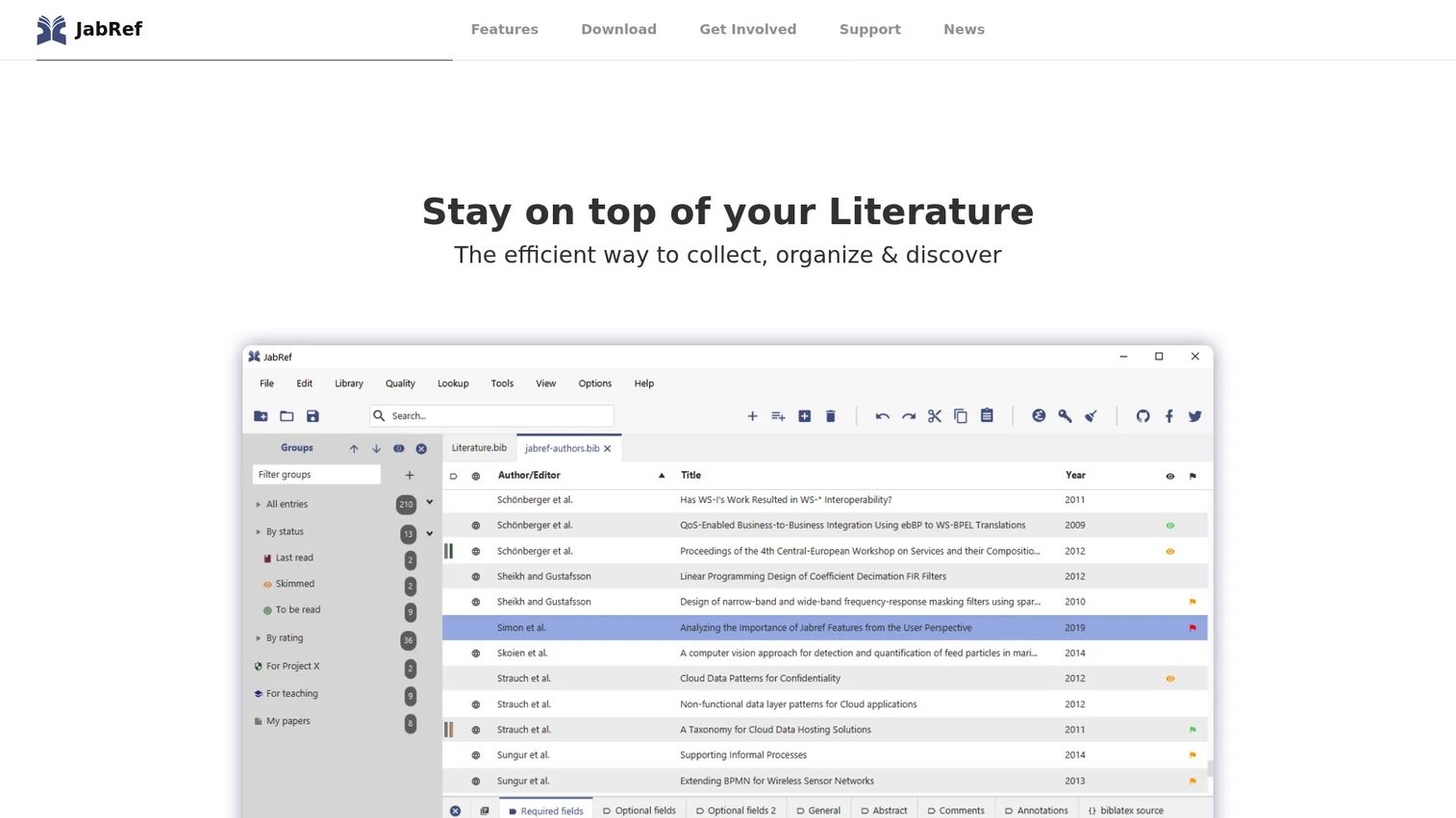 JabRef open-source BibTeX reference manager homepage