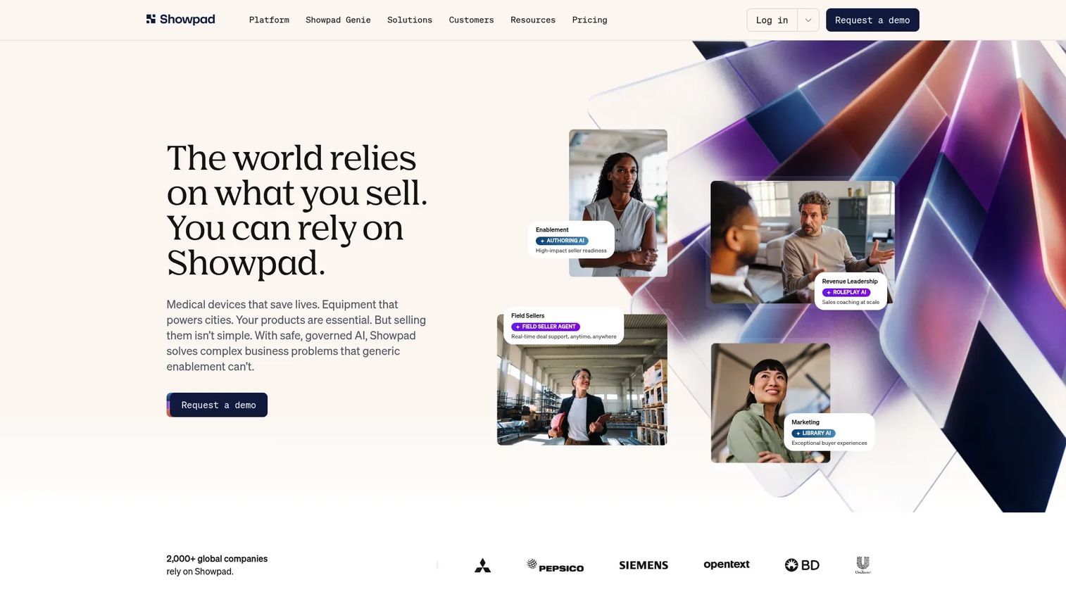 Showpad revenue effectiveness platform homepage