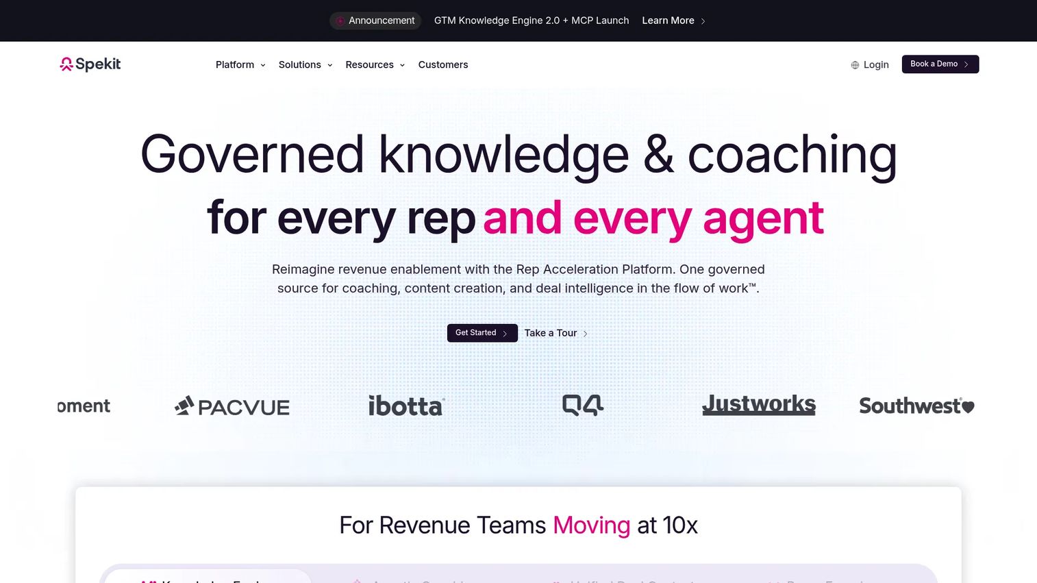 Spekit in-workflow enablement platform homepage