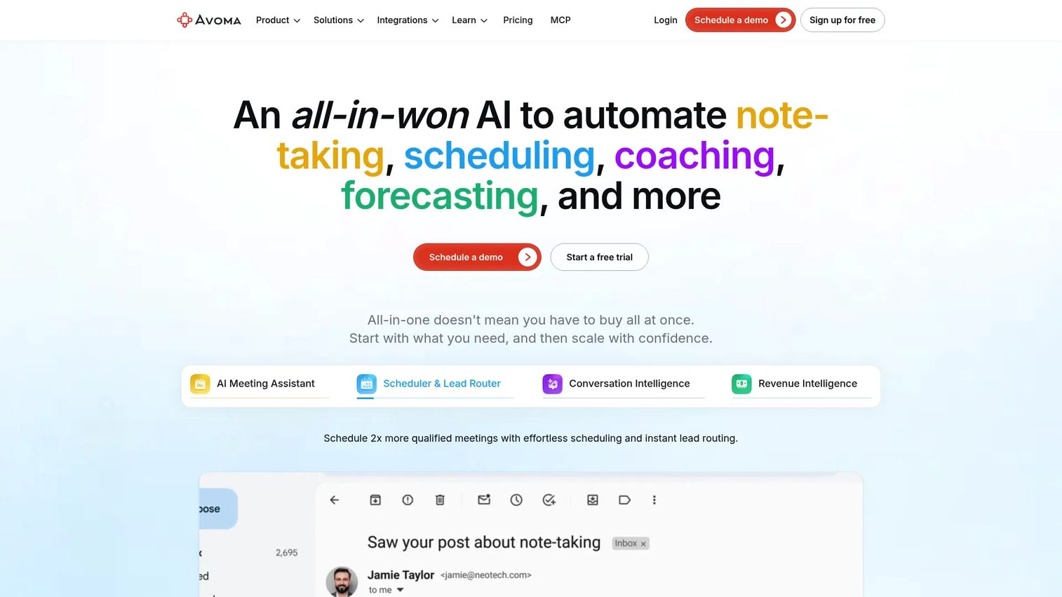Avoma AI meeting and revenue intelligence platform