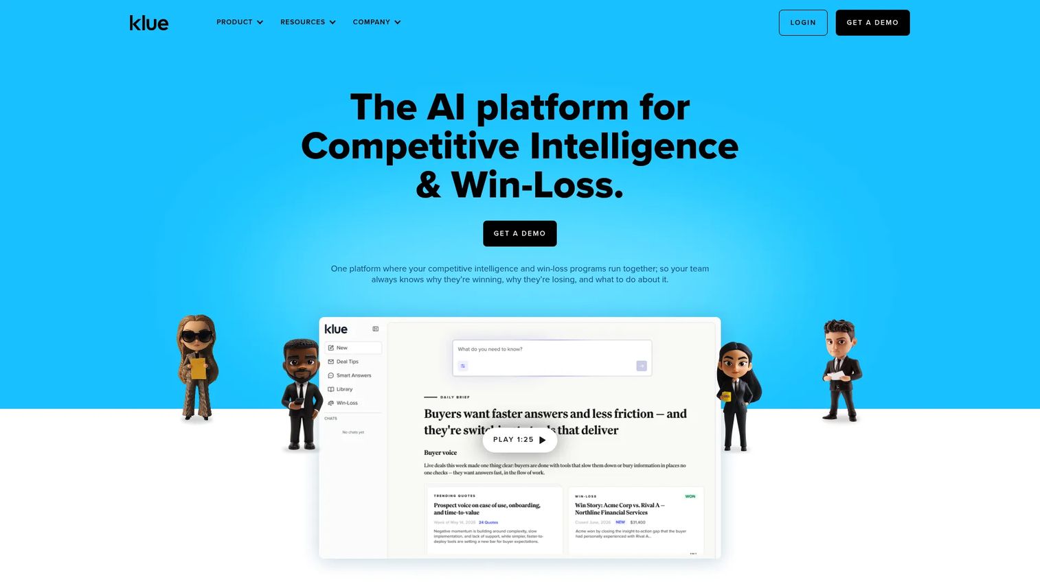 Klue homepage screenshot