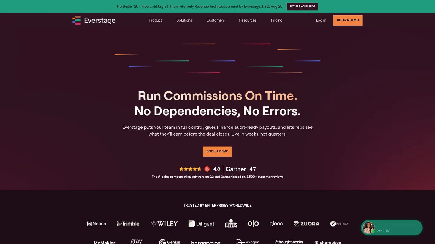 Everstage sales compensation and commission management platform homepage