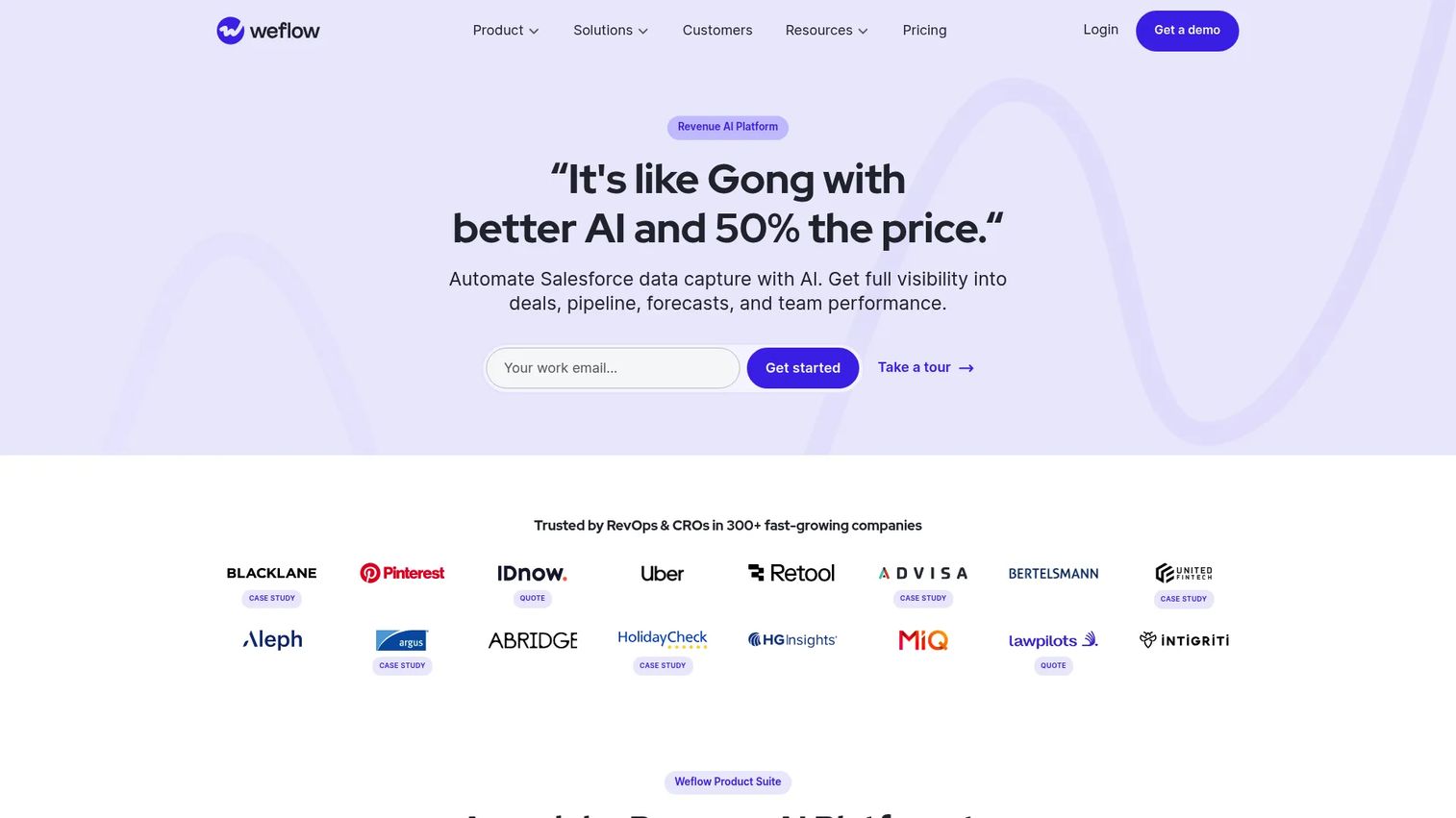 Weflow Salesforce-native revenue AI platform interface