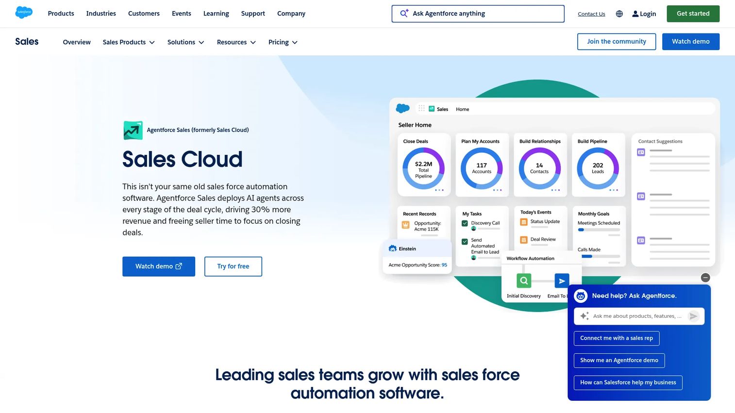Salesforce Sales Cloud account management interface