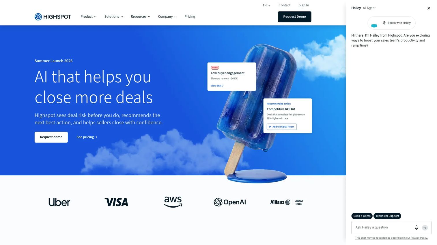 Highspot homepage screenshot