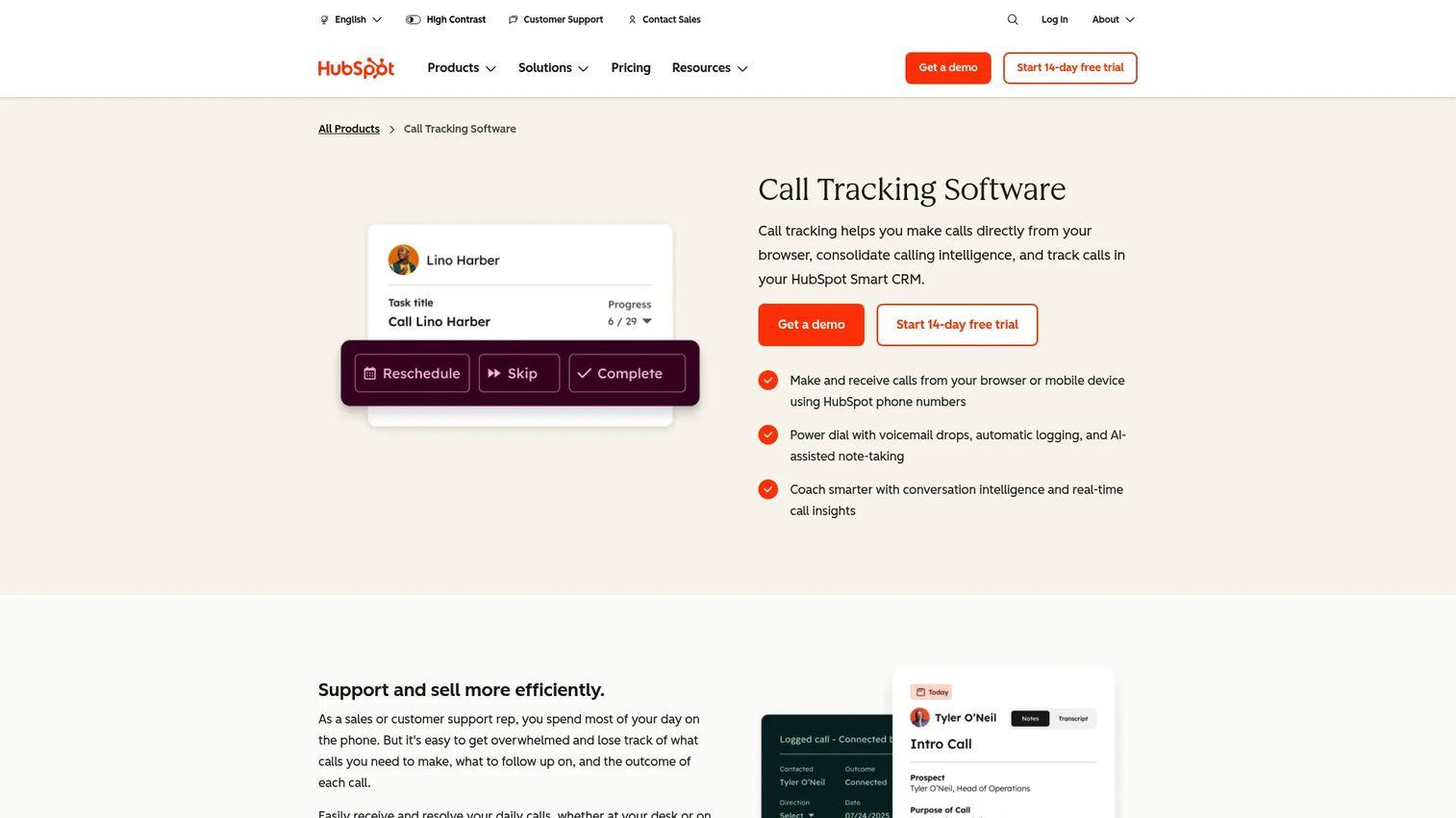 HubSpot Call Tracker calling inside HubSpot CRM
